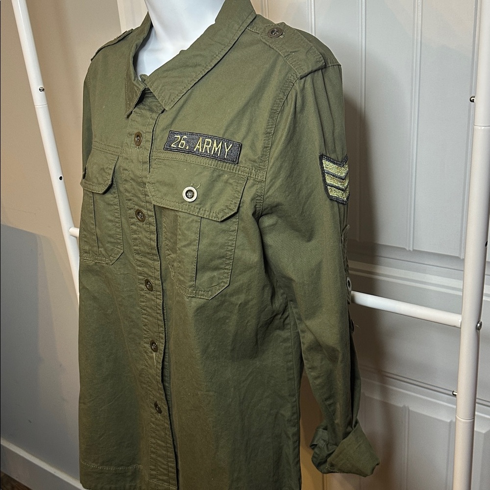 Ashley By 26‎ International Size Large Olive Green Army Utility Jacket - Picture 4 of 10